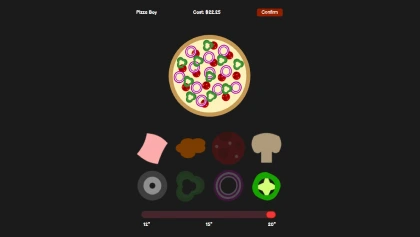 Screenshot of pizza drag and drop ordering application